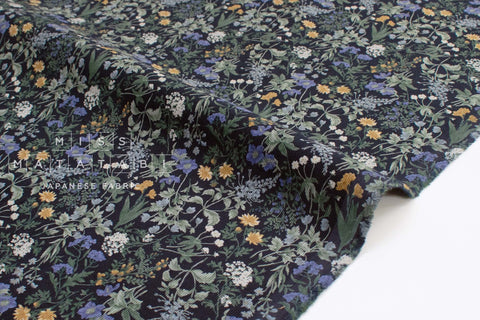 Japanese Fabric Corduroy Summer Floral - D - 50cm