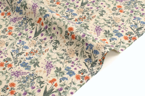 Japanese Fabric Corduroy Summer Floral - A - 50cm