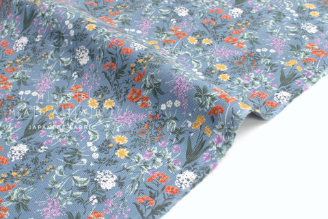 Japanese Fabric Corduroy Summer Floral - B - 50cm
