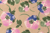 Japanese Fabric Watercolor Belinda Floral Linen Blend - B - 50cm