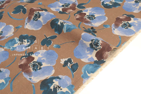 Japanese Fabric Watercolor Belinda Floral Linen Blend - E - 50cm