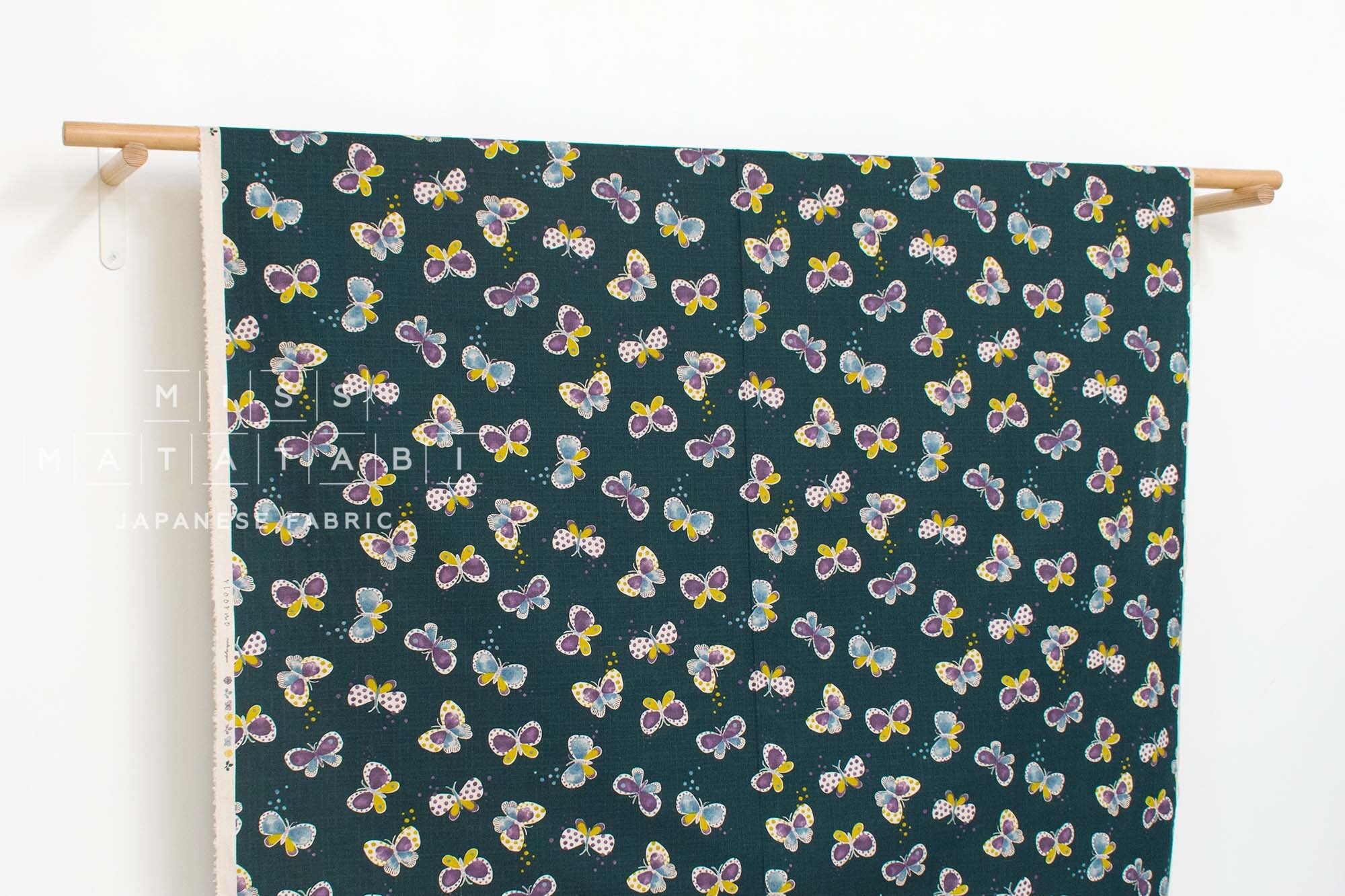 Japanese Fabric Butterly Dreams - dark indigo blue - 50cm