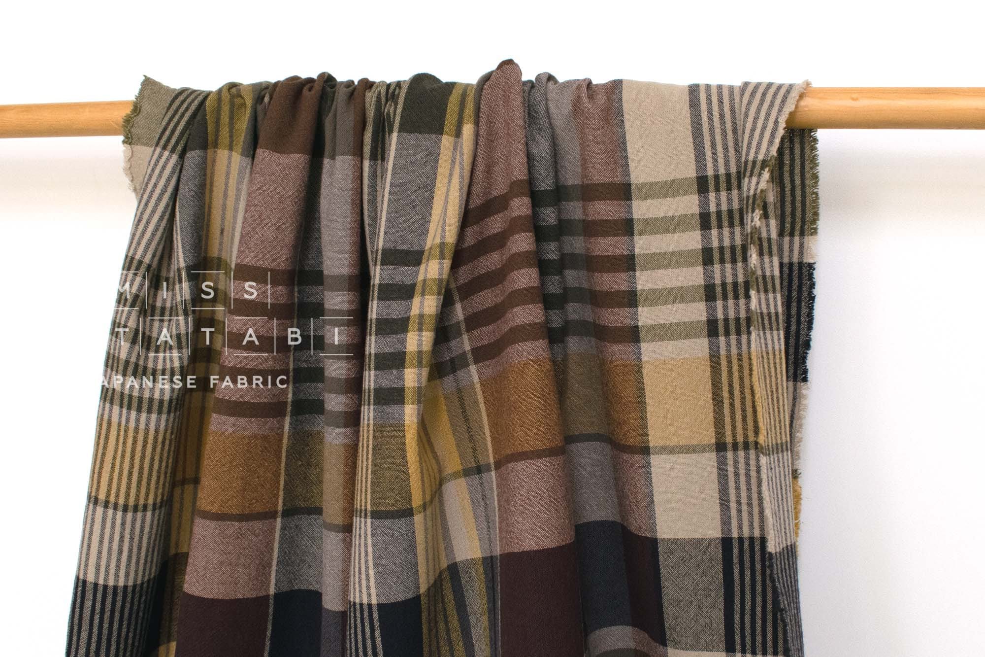 Japanese Fabric Shokunin Collection Deadstock Yarn-Dyed Big Plaid - 2 - 50cm