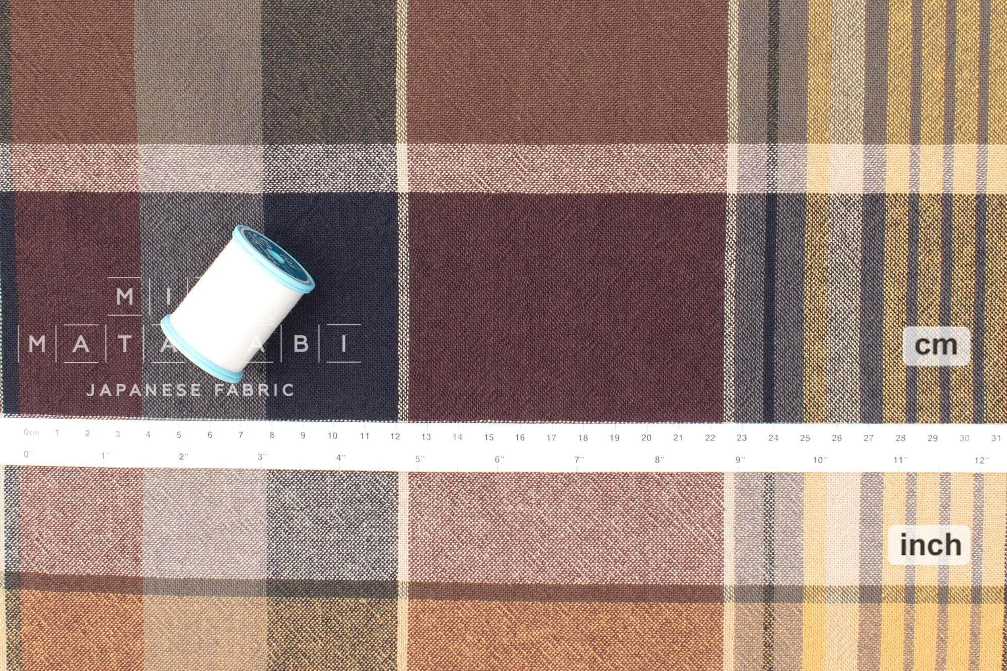 Japanese Fabric Shokunin Collection Deadstock Yarn-Dyed Big Plaid - 2 - 50cm