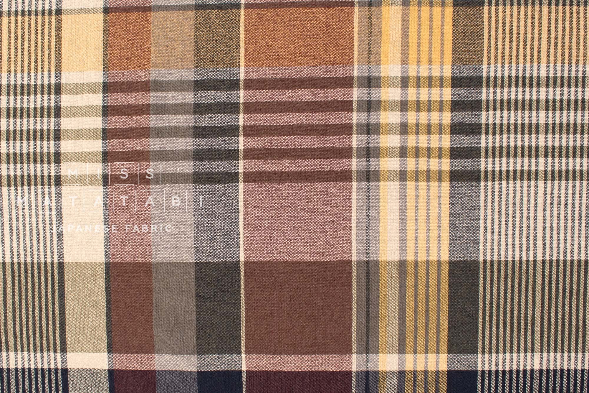 Japanese Fabric Shokunin Collection Deadstock Yarn-Dyed Big Plaid - 2 - 50cm
