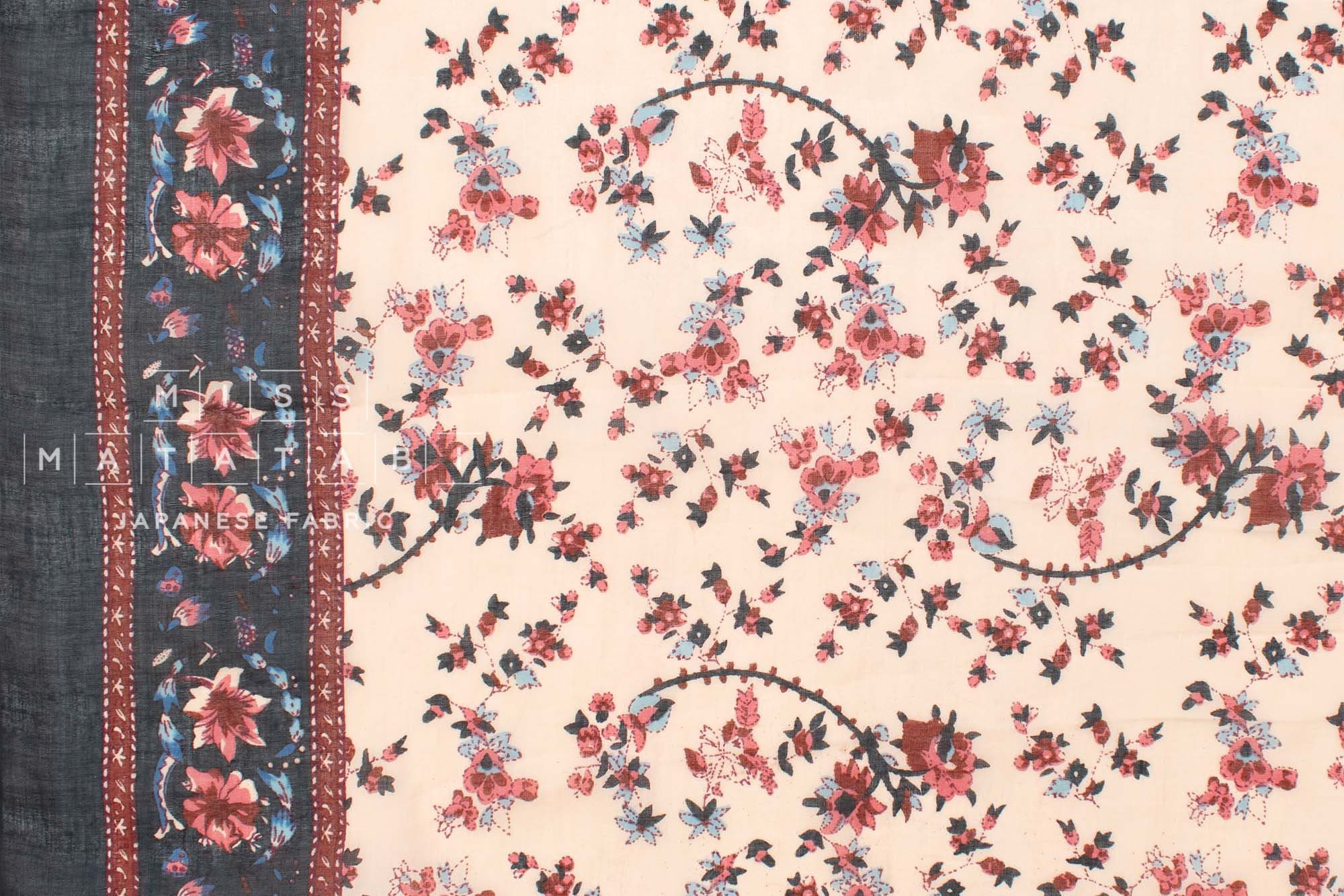 Hand Printed Indian Cotton Voile - B4 - 50cm