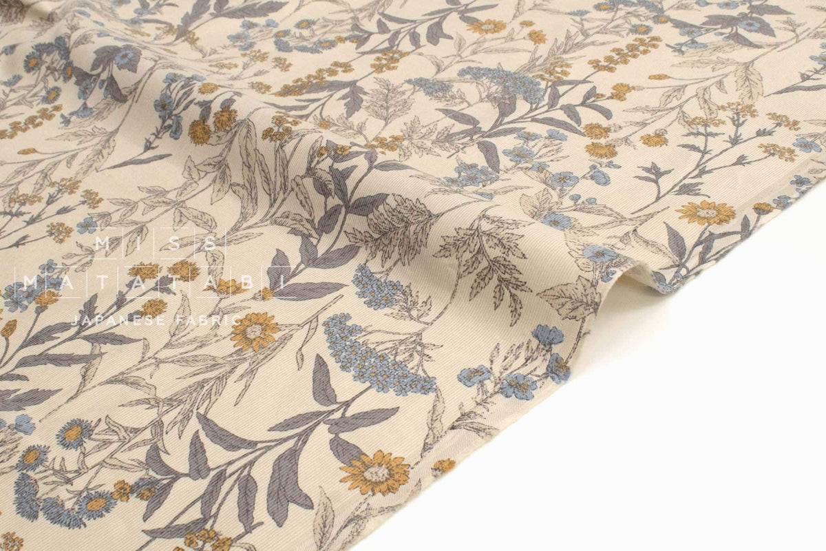 Japanese Fabric Corduroy Botanical - A - 50cm