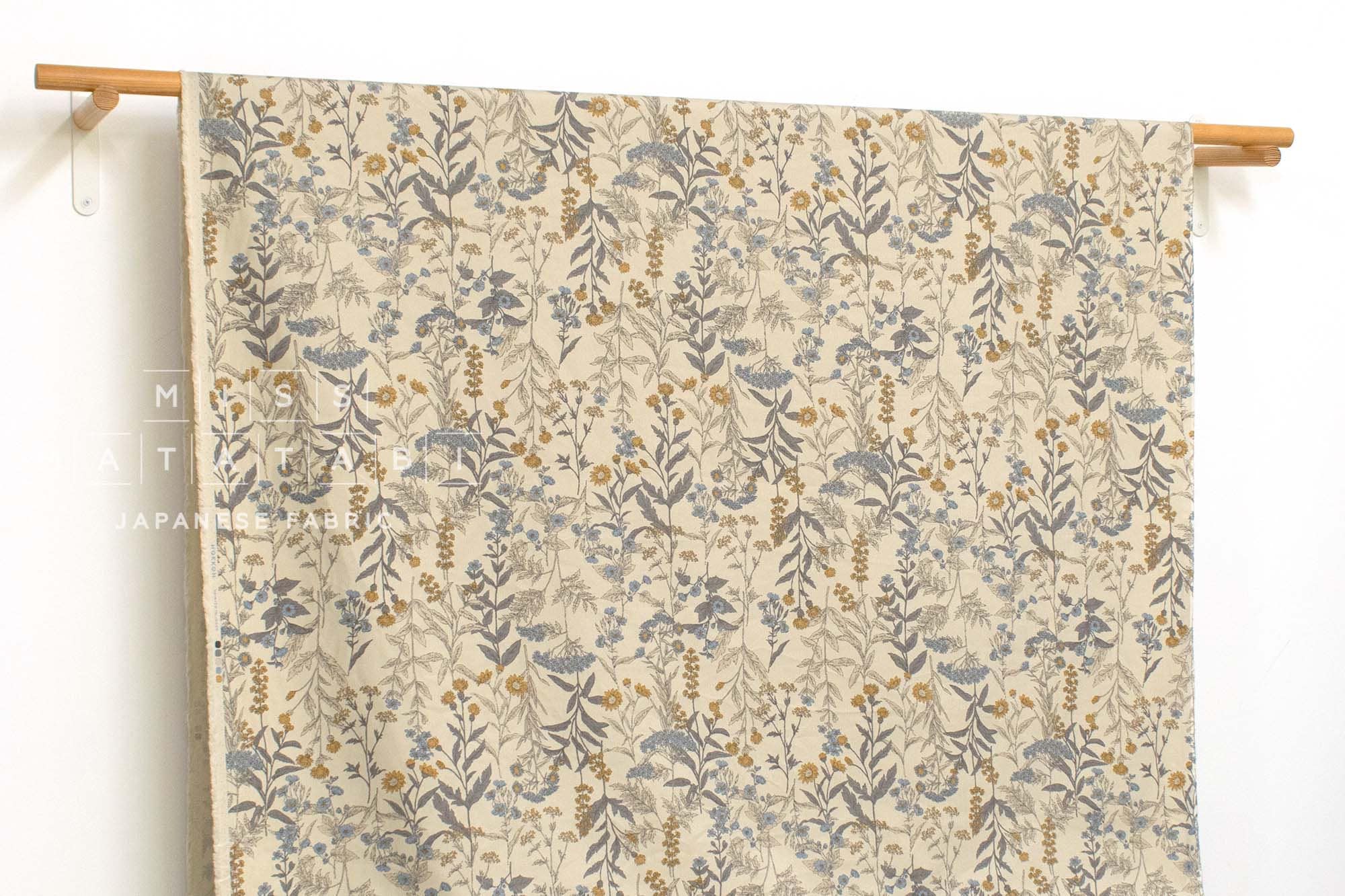 Japanese Fabric Corduroy Botanical - A - 50cm