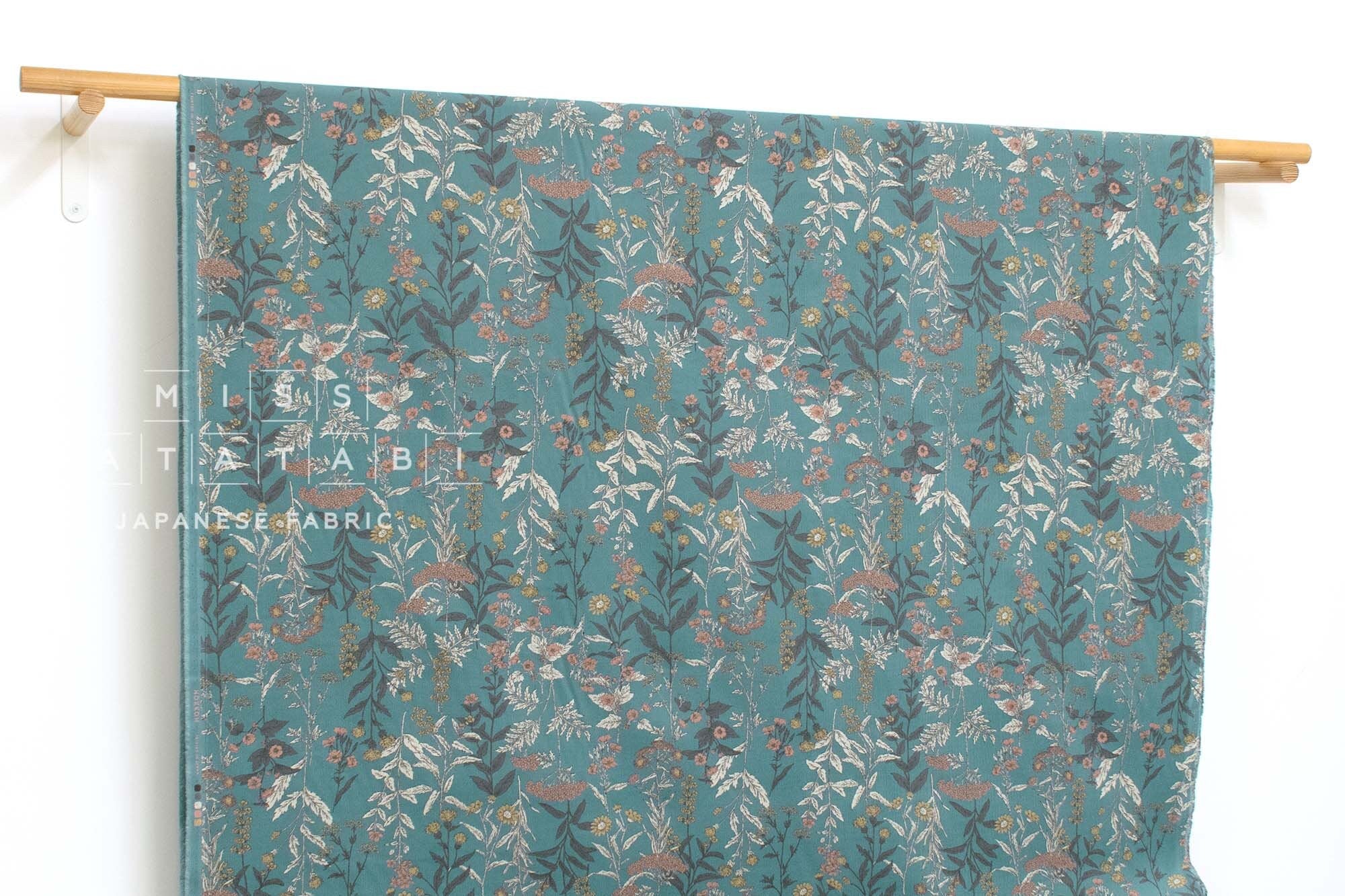 Japanese Fabric Corduroy Botanical - B - 50cm