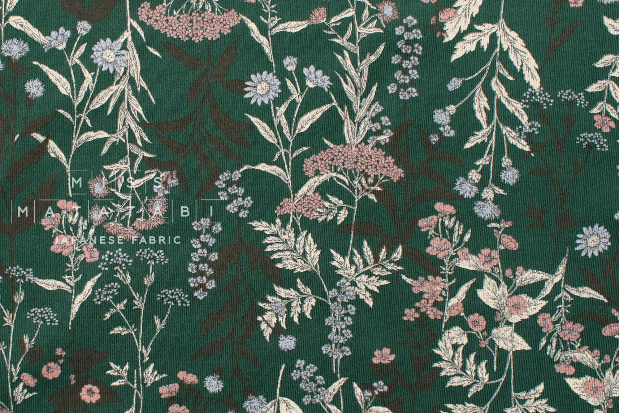 Japanese Fabric Corduroy Botanical - D - 50cm
