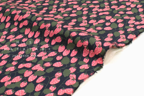 Japanese Fabric Strawberry - dark navy - 50cm