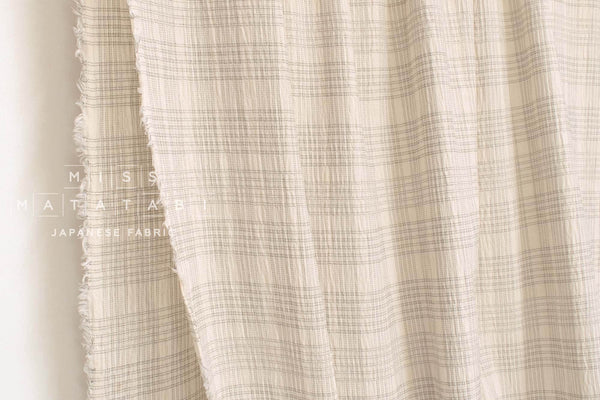 Japanese Fabric Shokunin Collection Yarn Dyed Sashiko Stitch - cream - 50cm