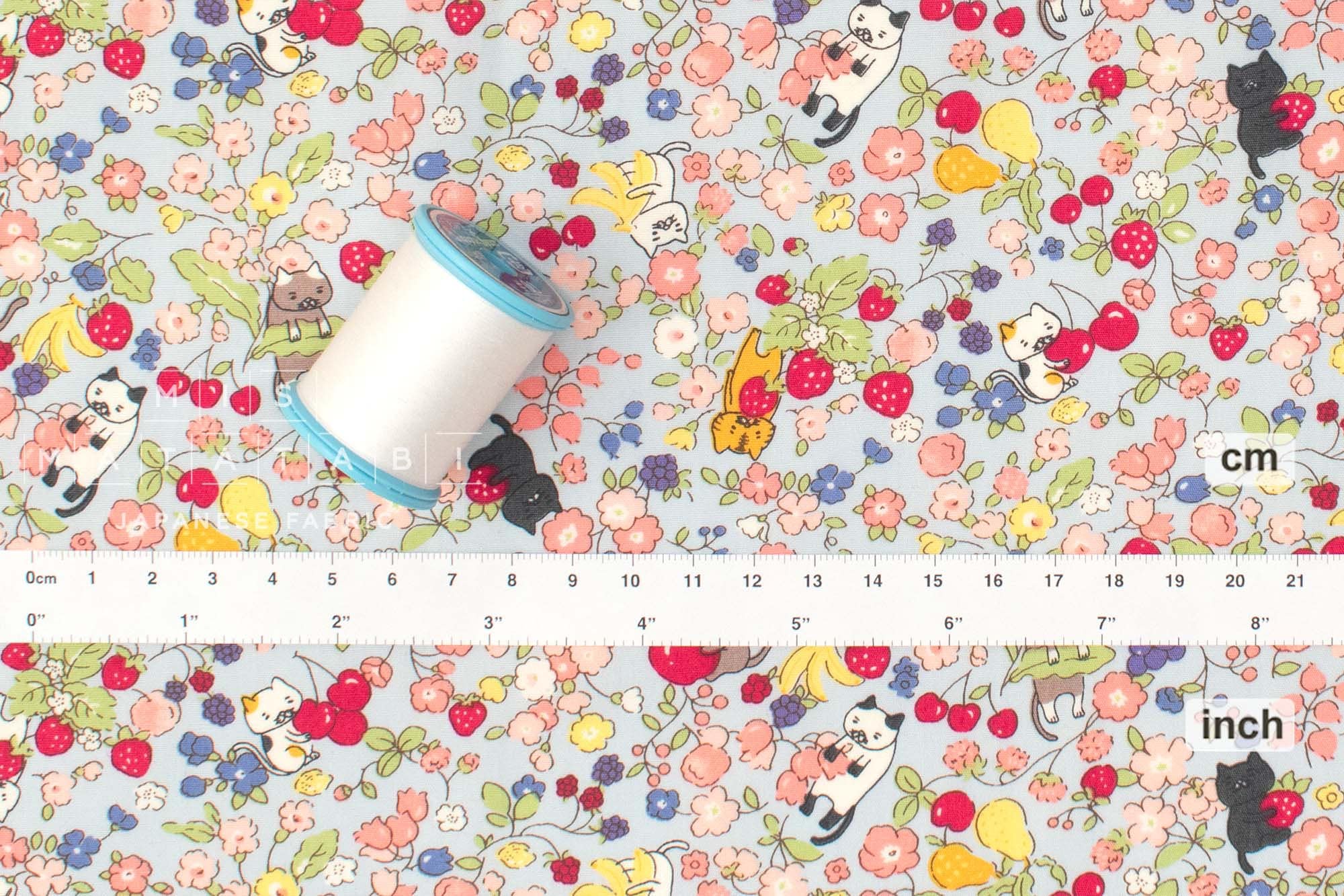 Japanese Fabric Fruit Garden Cat - blue - 50cm