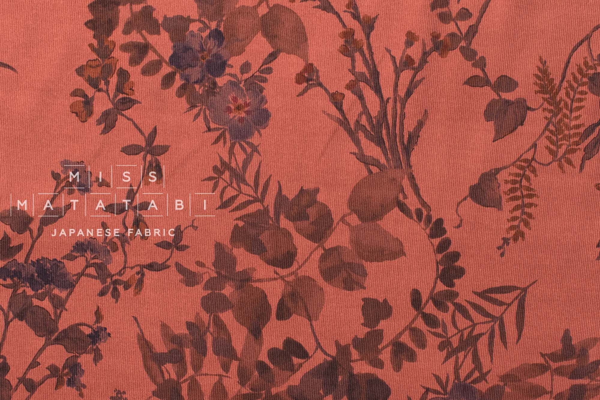 Japanese Fabric Corduroy Daisy Trail - C - 50cm