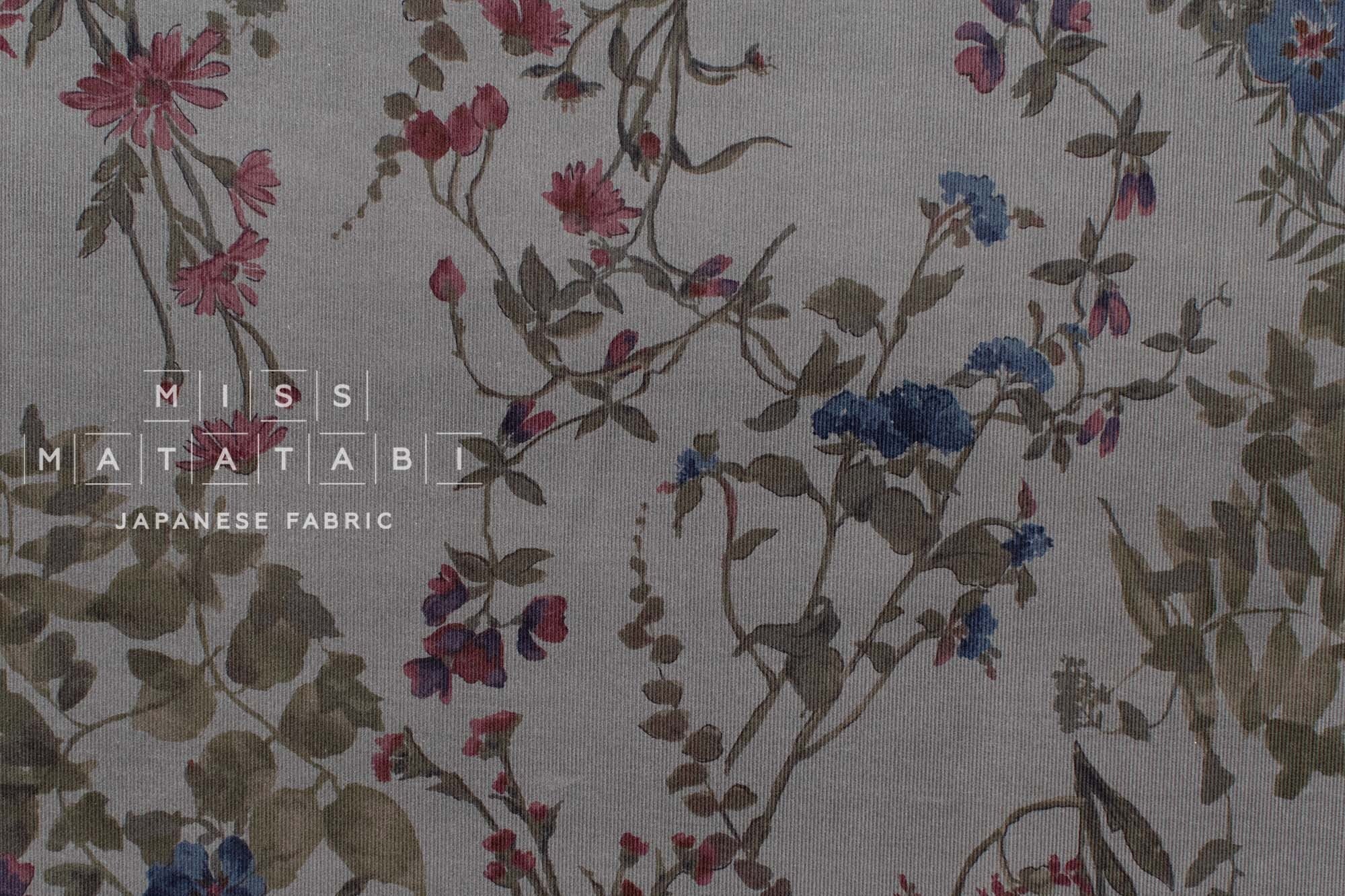 Japanese Fabric Corduroy Daisy Trail - E - 50cm