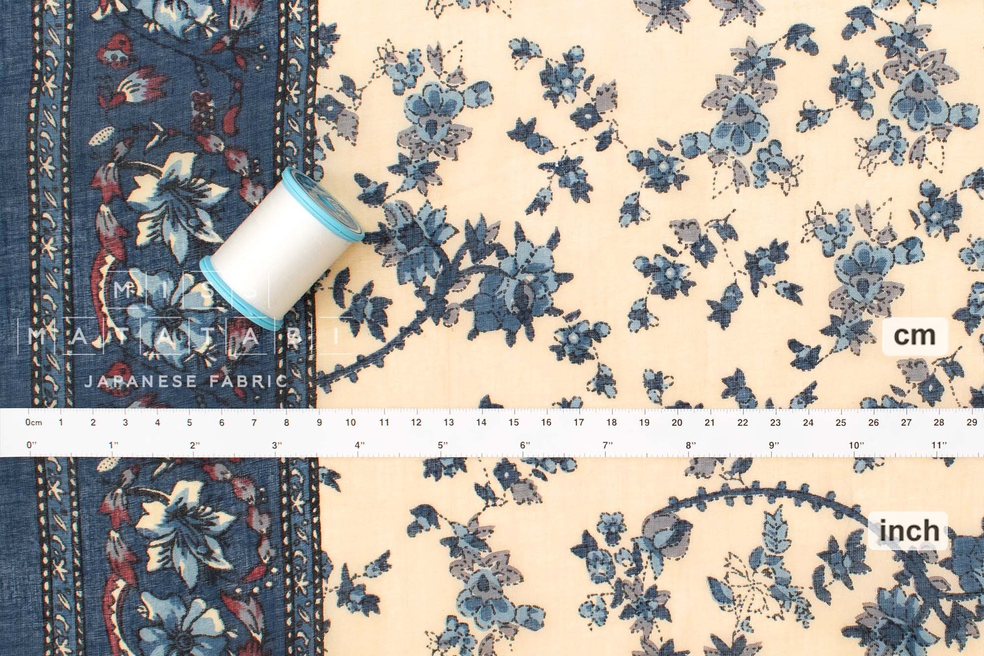 Hand Printed Indian Cotton Voile - B1 - 50cm
