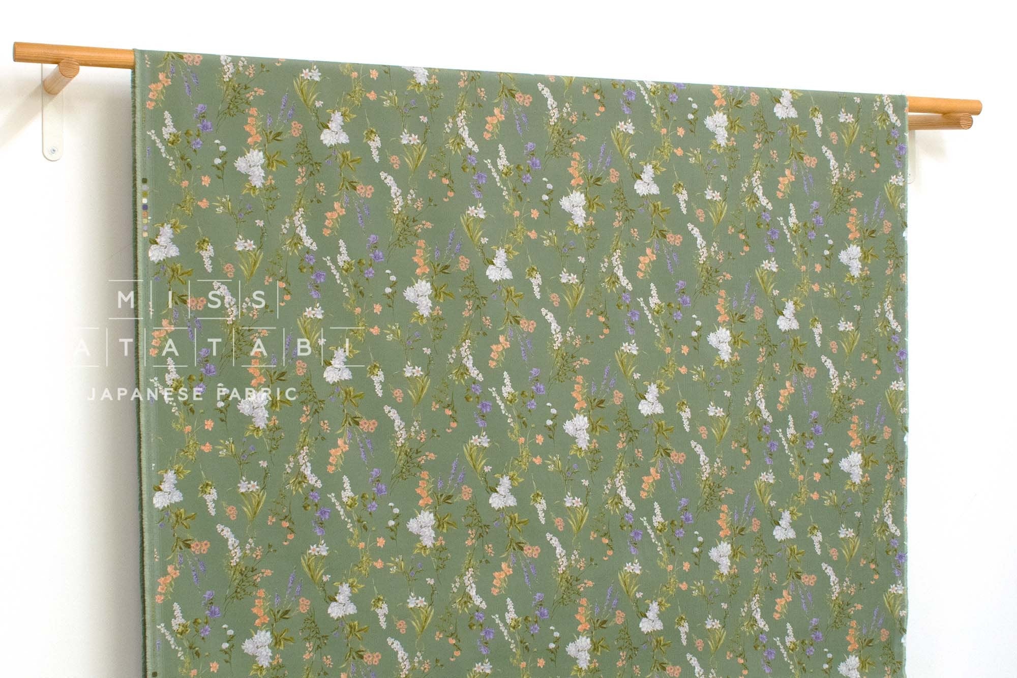 Japanese Fabric Corduroy Trailing Floral - B - 50cm