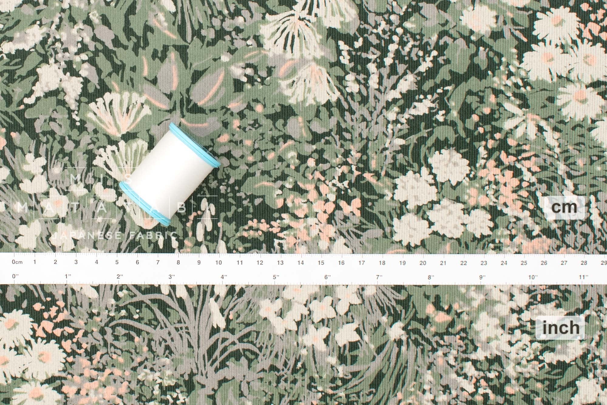Japanese Fabric Corduroy Green Wall - B - 50cm