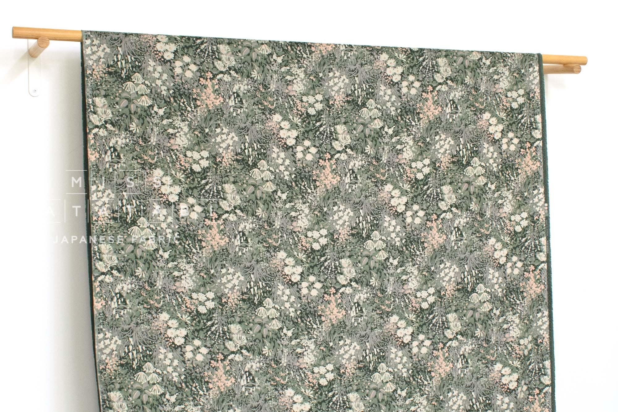Japanese Fabric Corduroy Green Wall - B - 50cm