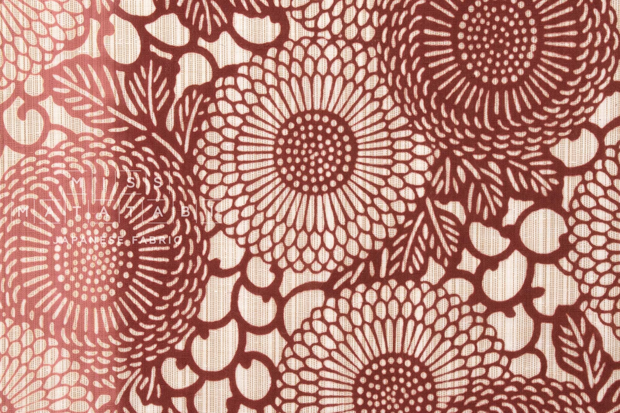 Shokunin Collection Hand-printed Chusen Japanese Yukata Fabric - kikukarasa - pink - 50cm