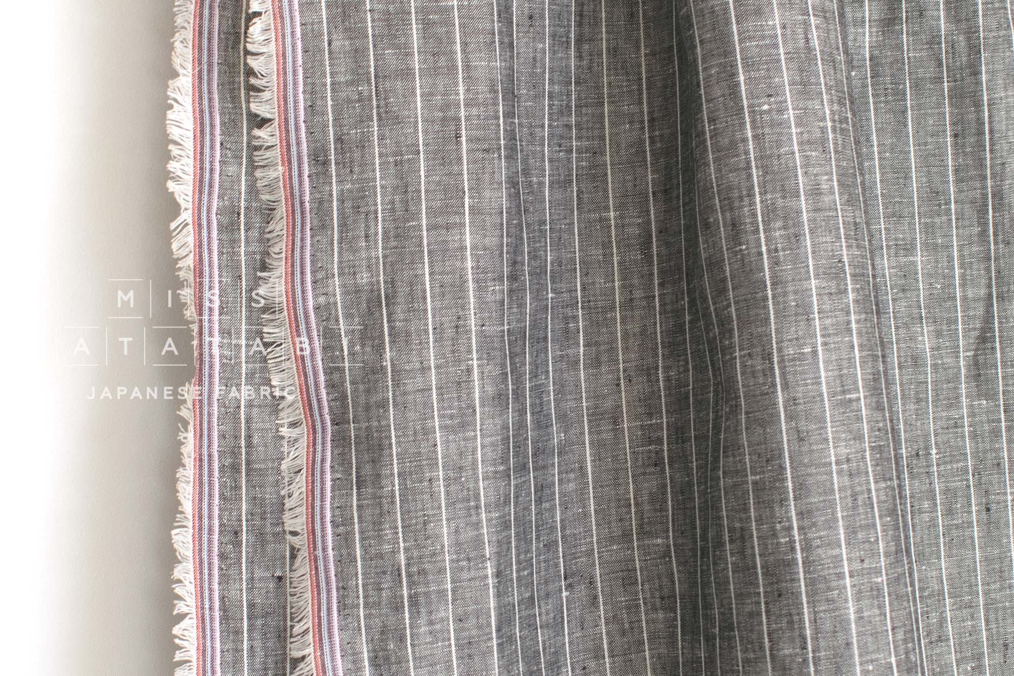 DEADSTOCK Japanese Fabric 100% Linen Stripes - 9002 - 50cm