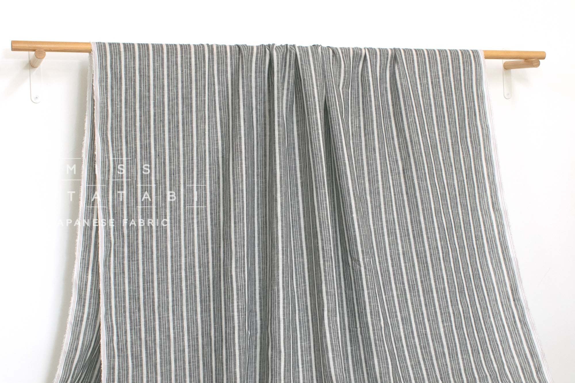 DEADSTOCK Japanese Fabric 100% Linen Stripes - 9003 - 50cm