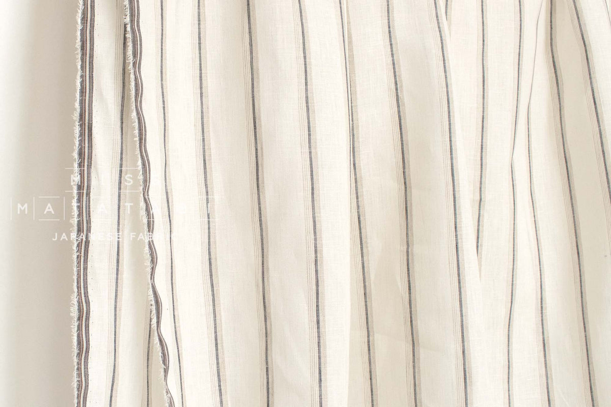 DEADSTOCK Japanese Fabric 100% Linen Stripes - 1 - 50cm