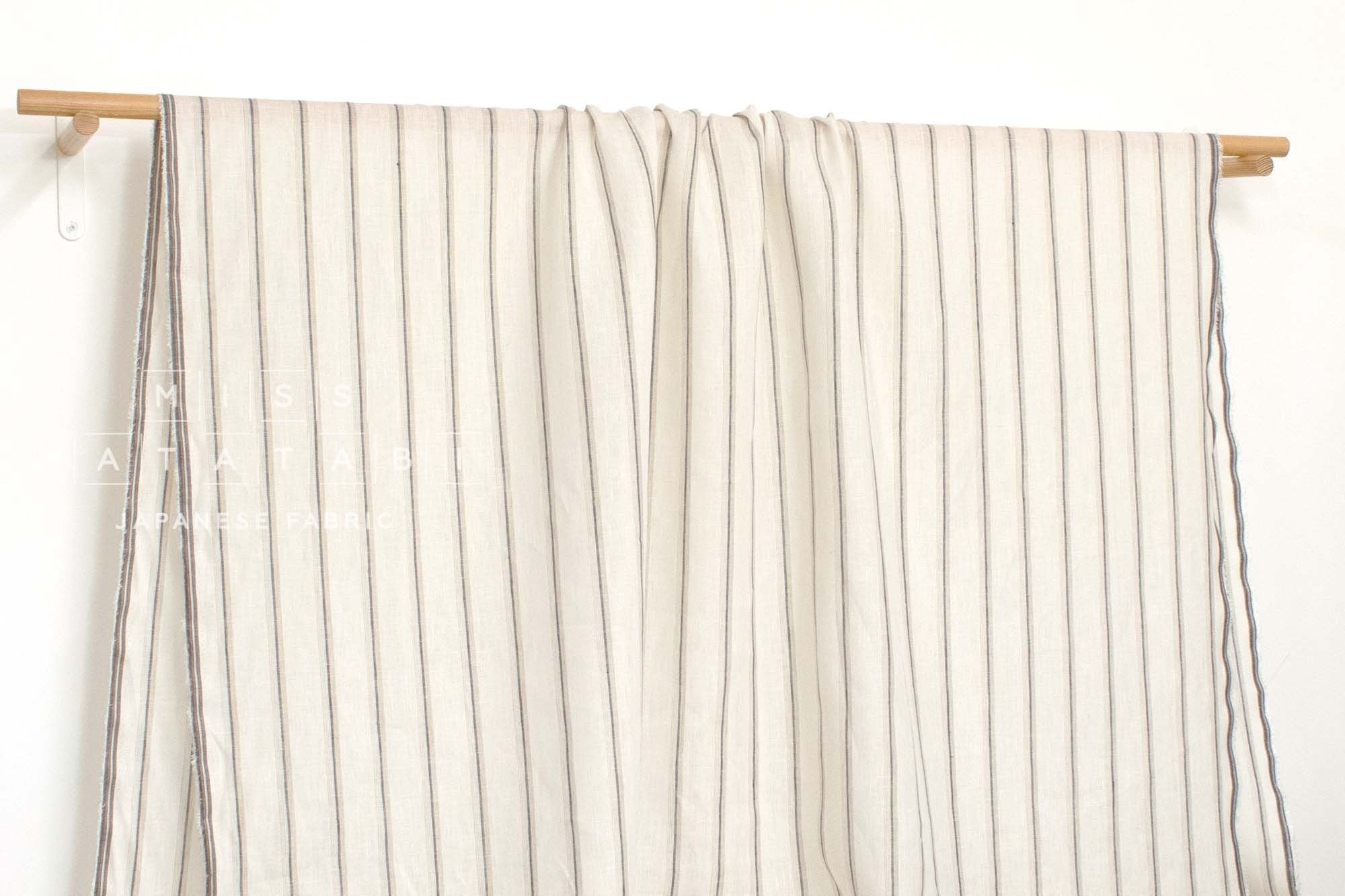 DEADSTOCK Japanese Fabric 100% Linen Stripes - 1 - 50cm