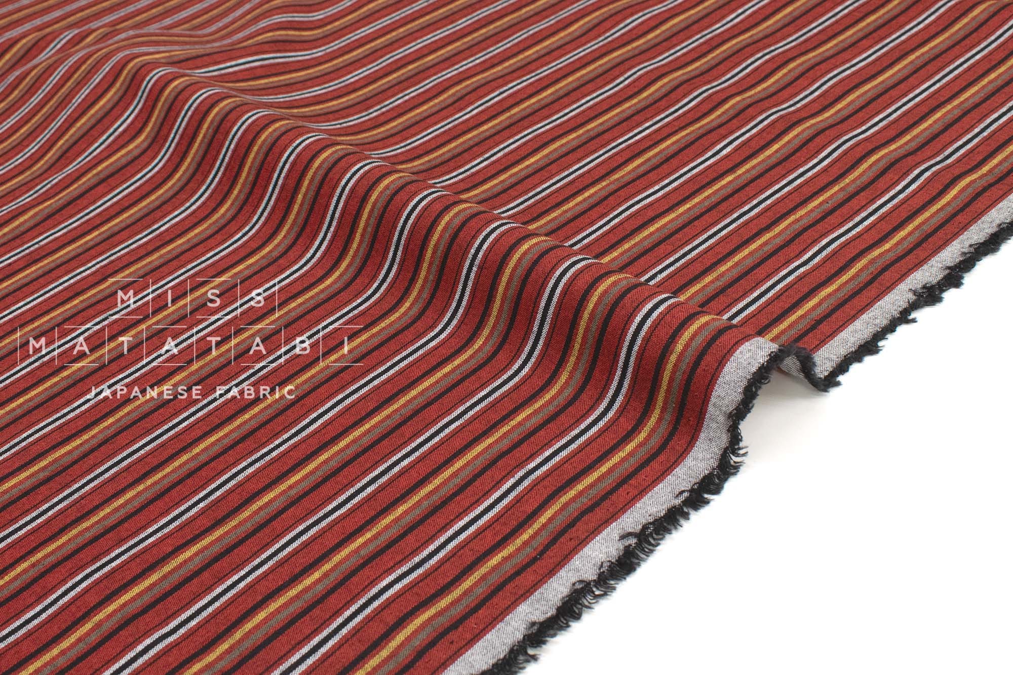 Japanese Fabric Yarn-Dyed Mikawa Momen Stripe - 10 - 50cm