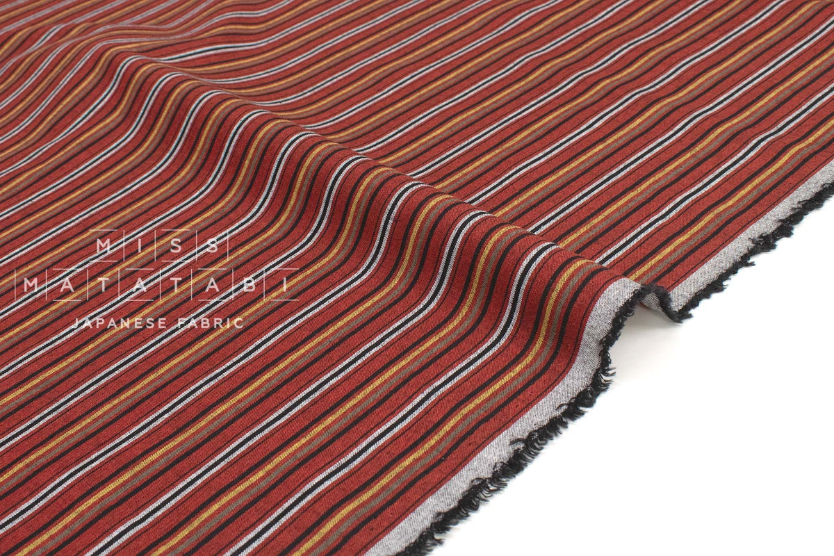 Japanese Fabric Yarn-Dyed Mikawa Momen Stripe - 10 - 50cm