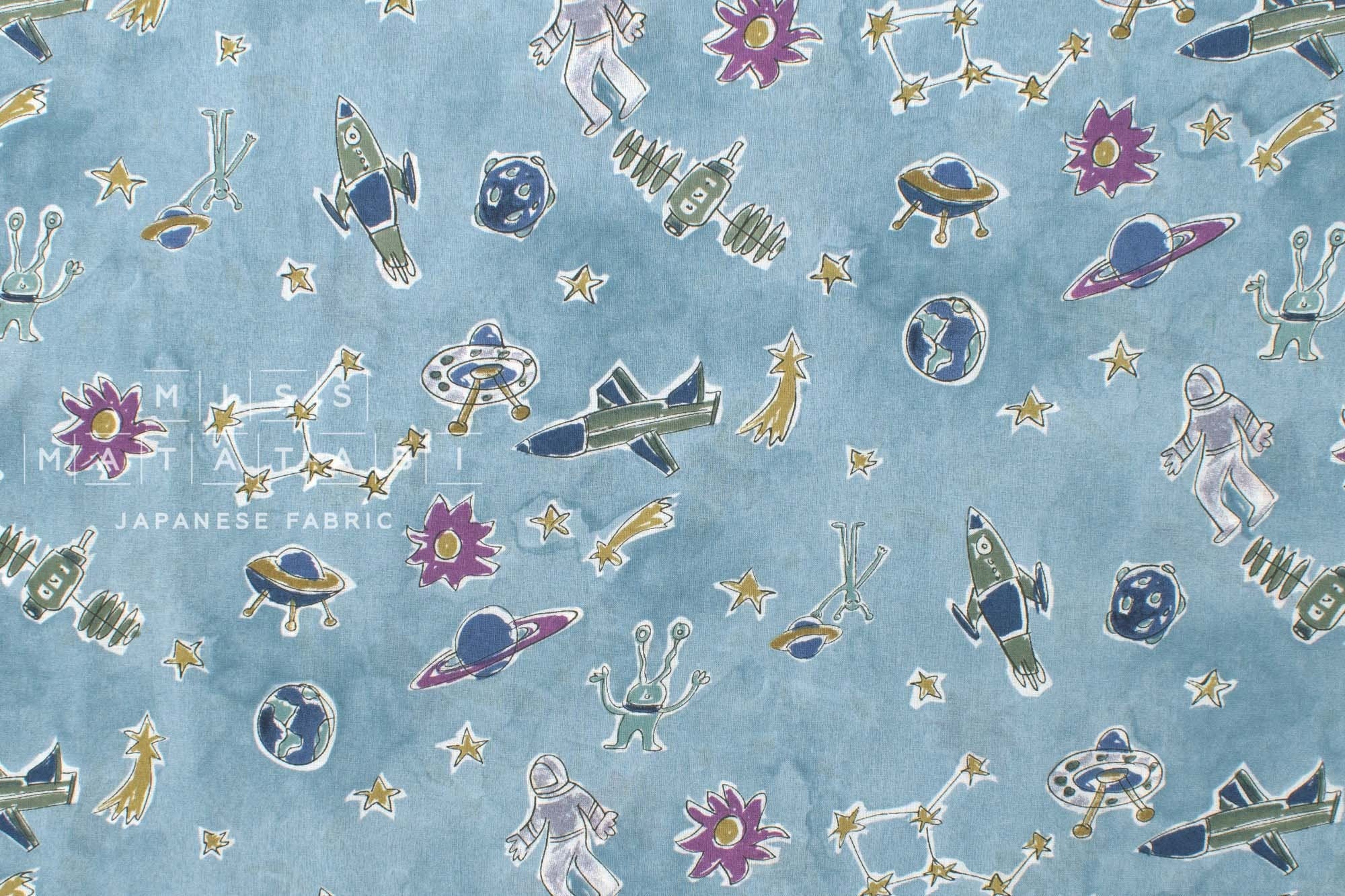 Japanese Fabric A Day in Space - light blue - 50cm