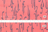 Shokunin Collection Hand-printed Chusen Japanese Yukata Fabric - Warabi - coral pink - 50cm