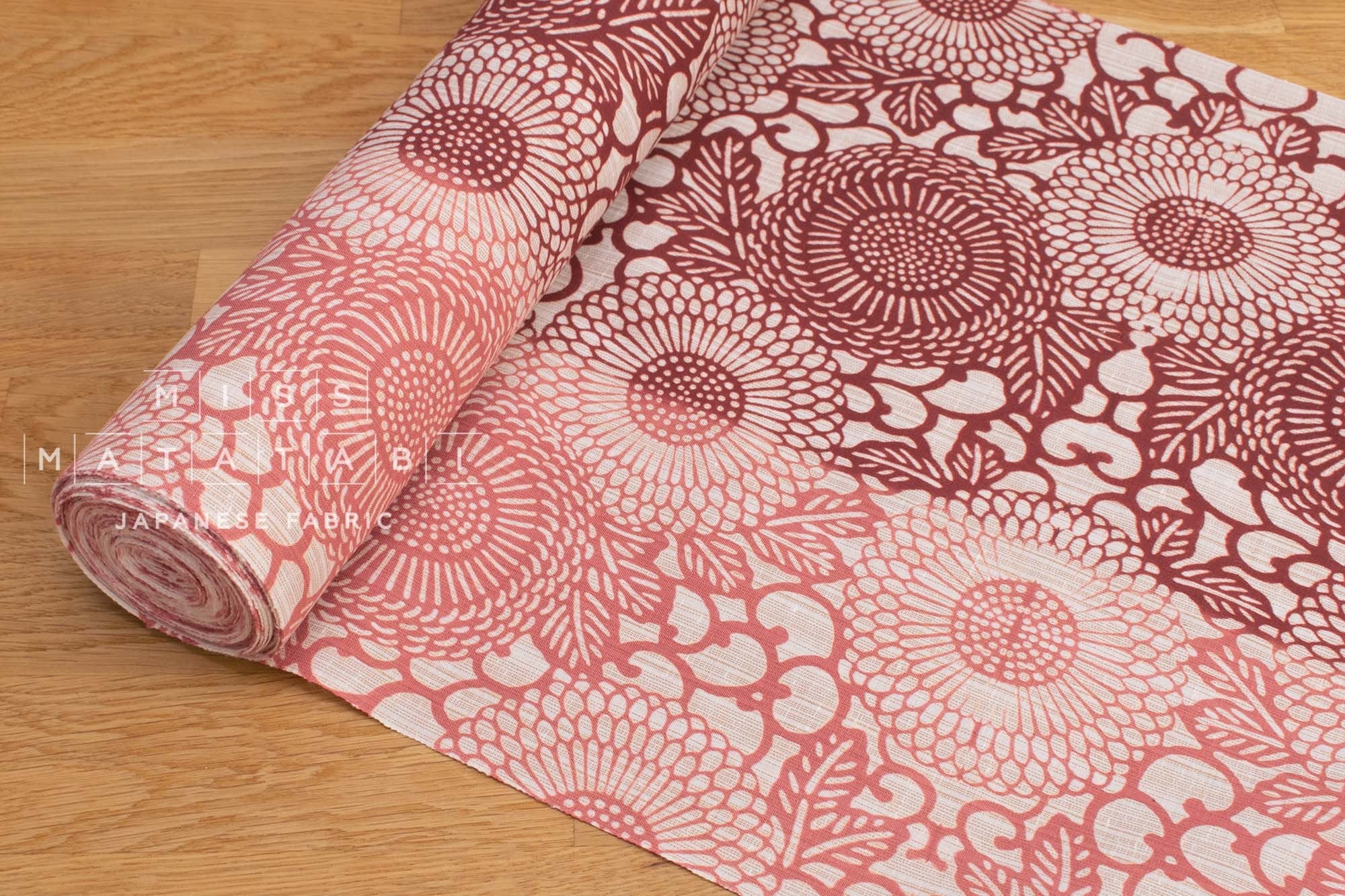 Shokunin Collection Hand-printed Chusen Japanese Yukata Fabric - kikukarasa - pink - 50cm