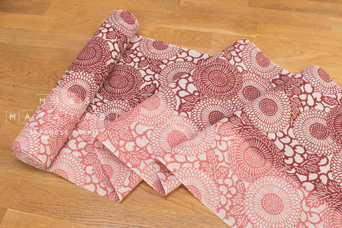 Shokunin Collection Hand-printed Chusen Japanese Yukata Fabric - kikukarasa - pink - 50cm