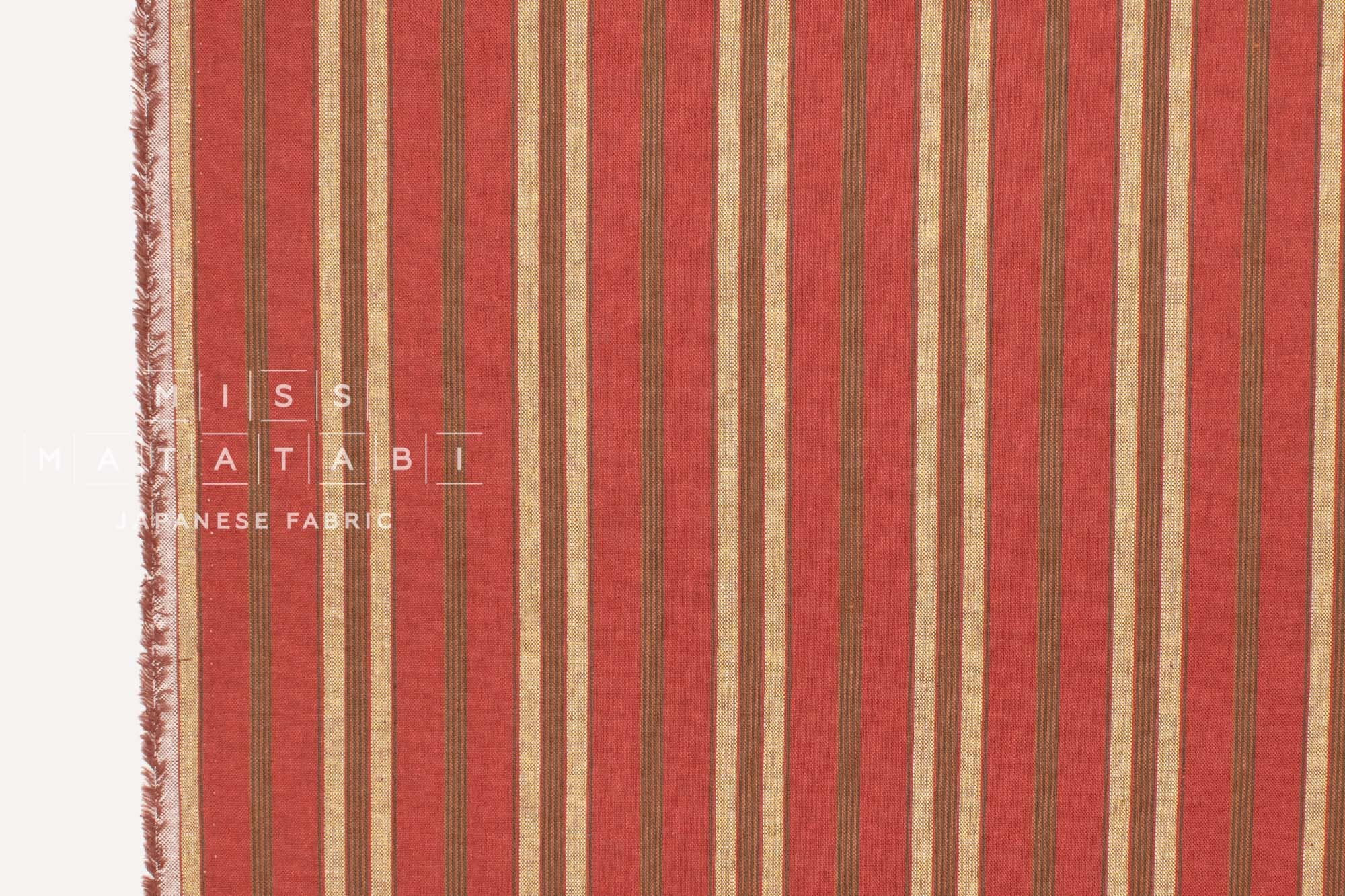 Japanese Fabric Yarn-Dyed Mikawa Momen Stripe - 9 - 50cm