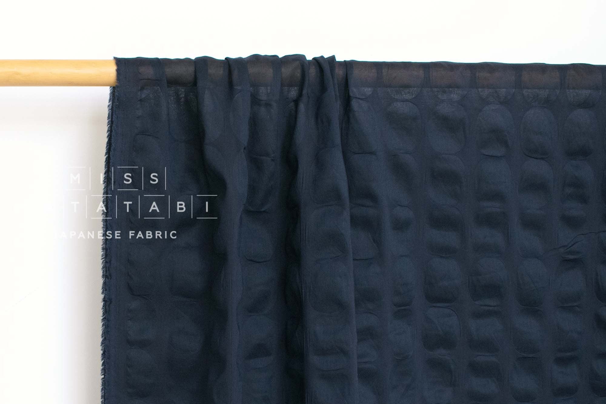 Japanese Fabric Spots Seersucker Lawn - navy blue - 50cm