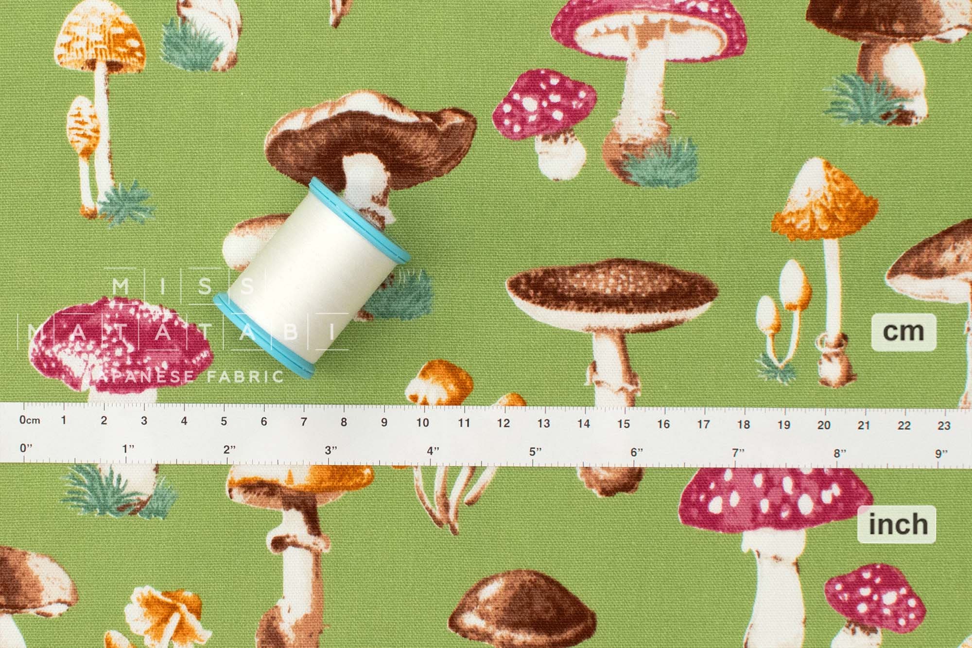 Japanese Fabric Retro Vintage Toadstools - C - 50cm
