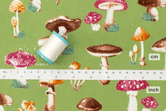 Japanese Fabric Retro Vintage Toadstools - C - 50cm