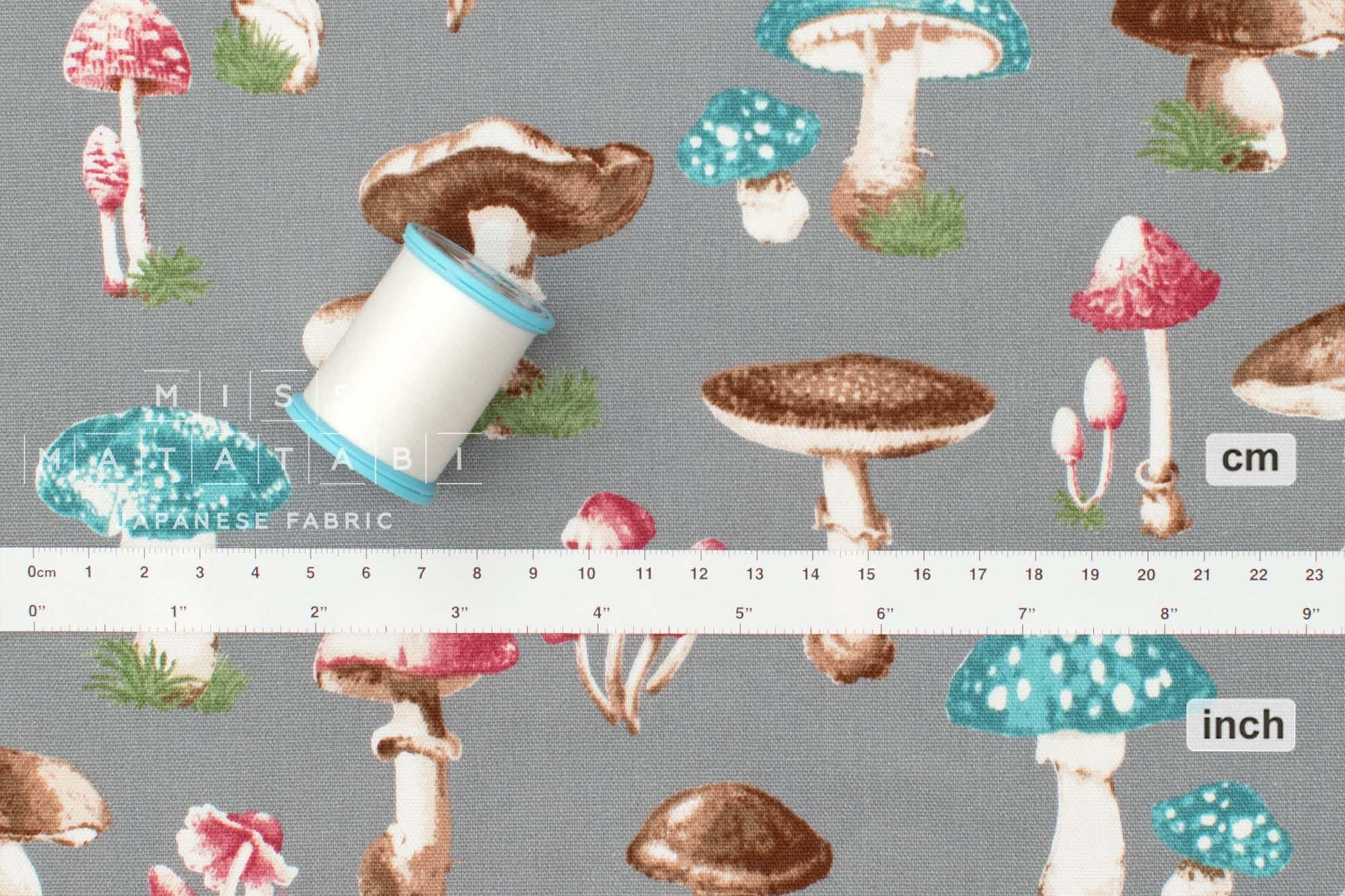Japanese Fabric Retro Vintage Toadstools - D - 50cm