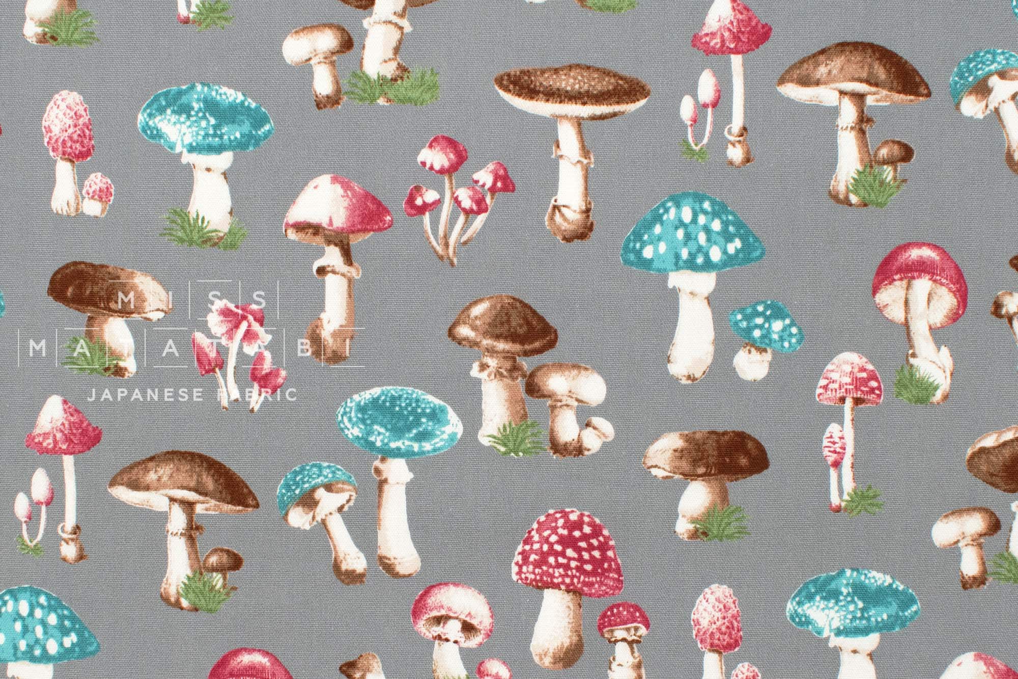 Japanese Fabric Retro Vintage Toadstools - D - 50cm