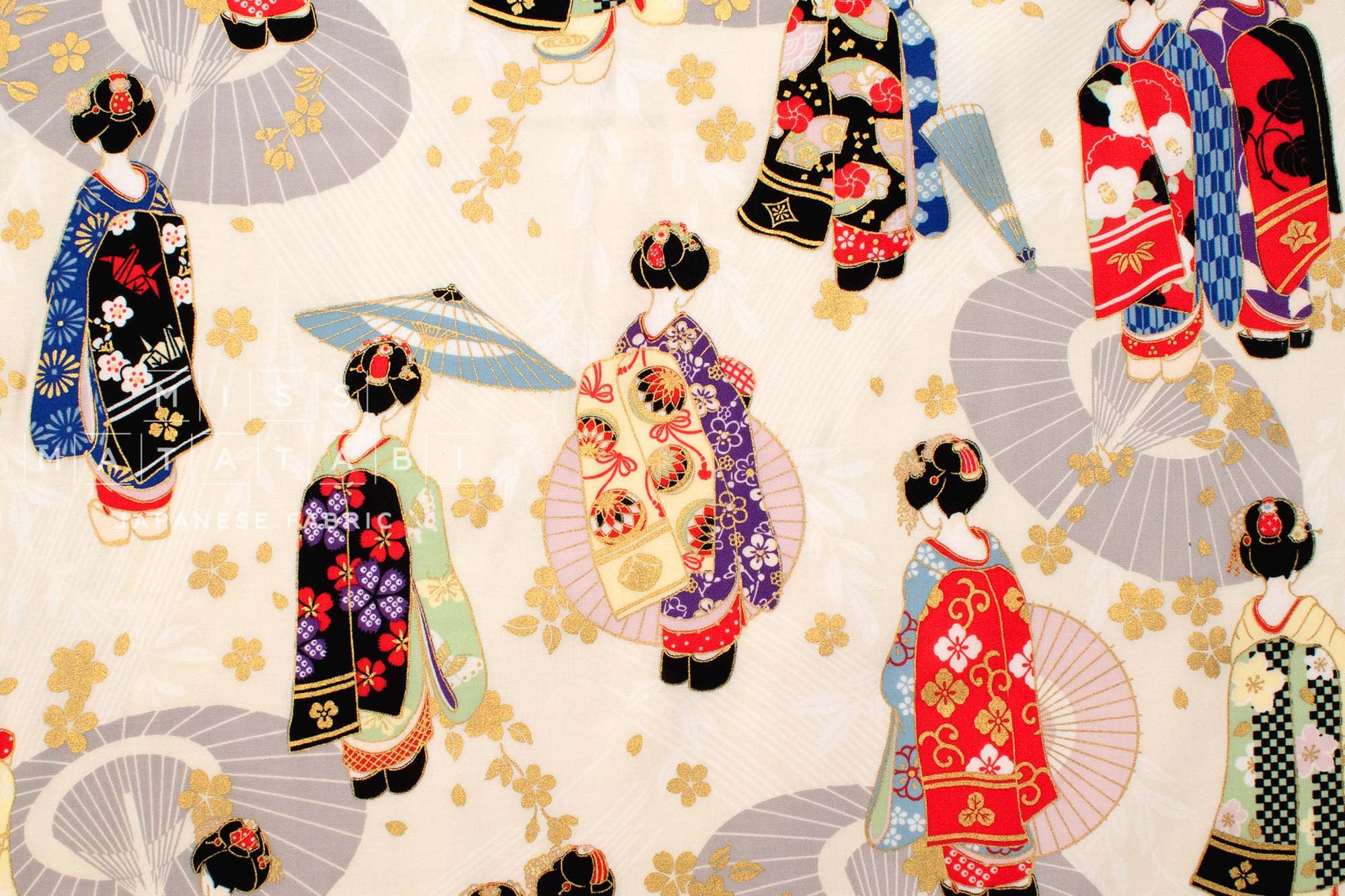 Japanese Fabric Maiko - metallic gold - 50cm