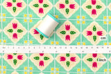 Japanese Fabric Cheery Tiles - green - 50cm
