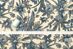 Japanese Fabric Indigo Garden - blue, cream - 50cm