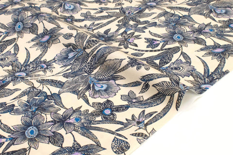 Japanese Fabric Indigo Garden - blue, cream - 50cm