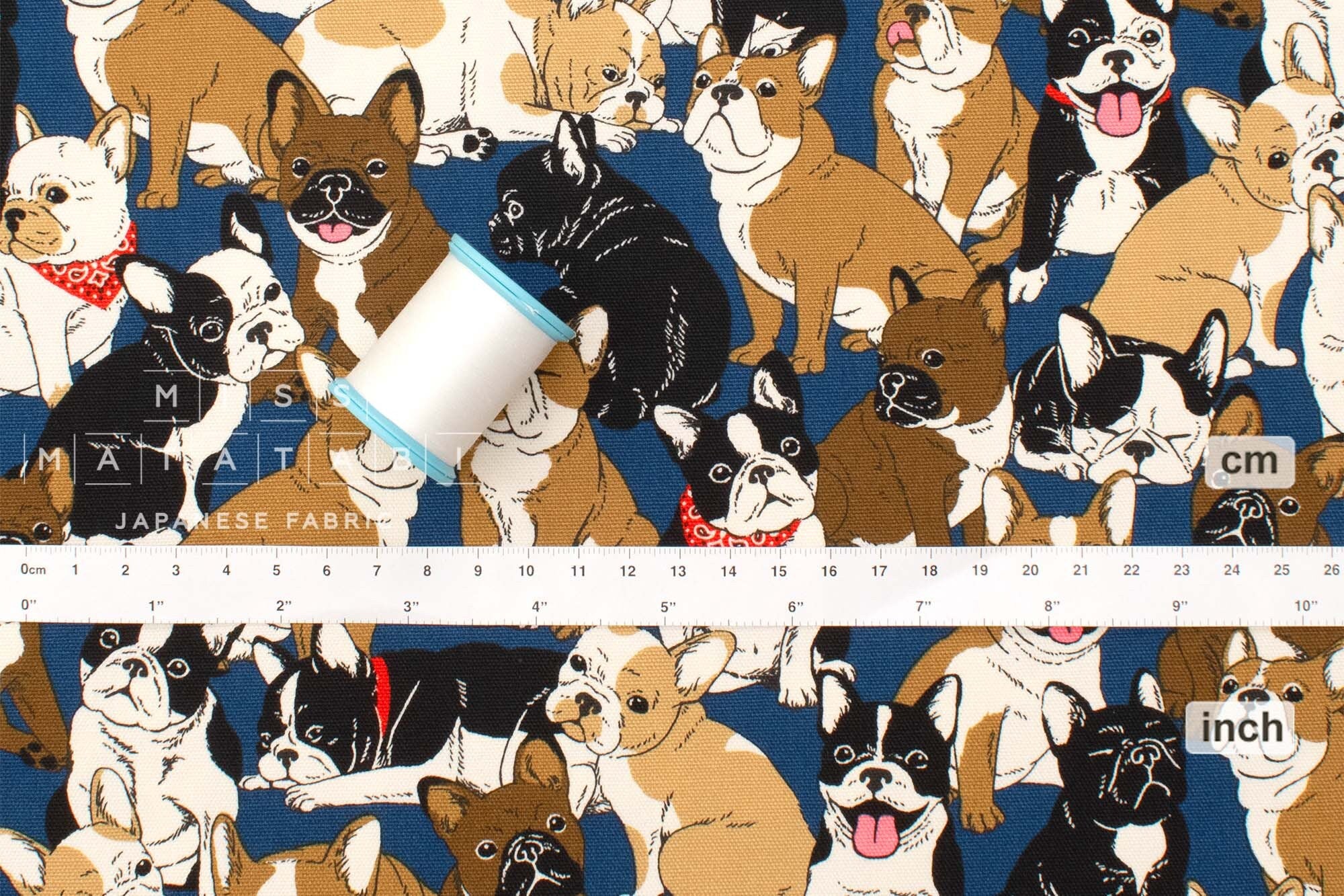 Japanese Fabric French Bulldogs - E - 50cm