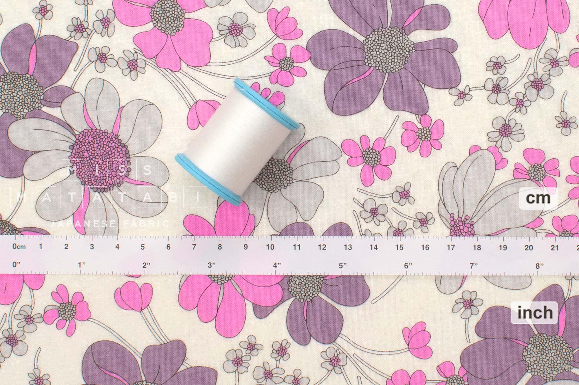 Japanese Fabric Shelly Retro Floral - B - 50cm