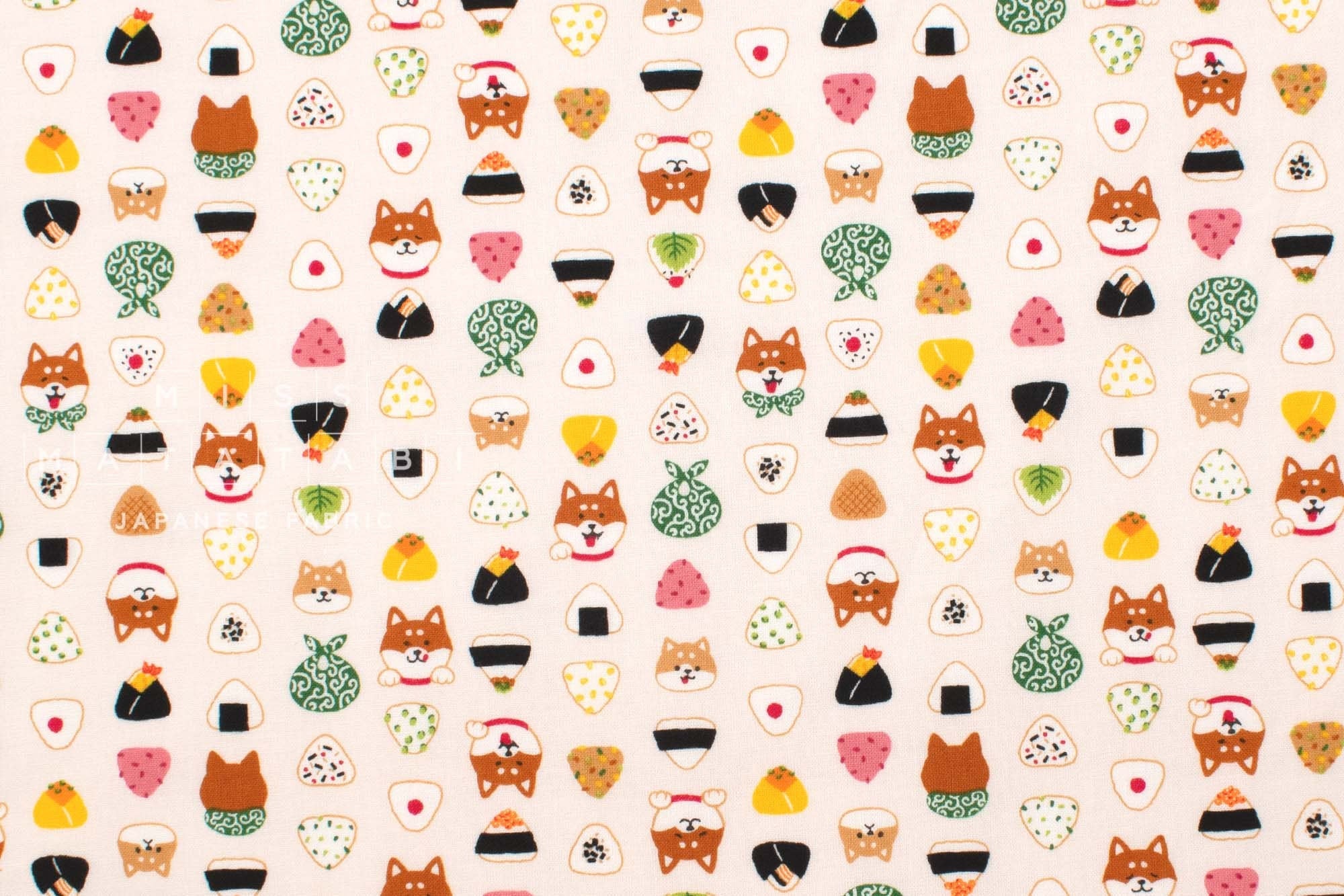 Japanese Fabric Shiba Inu and Onigiri - 50cm