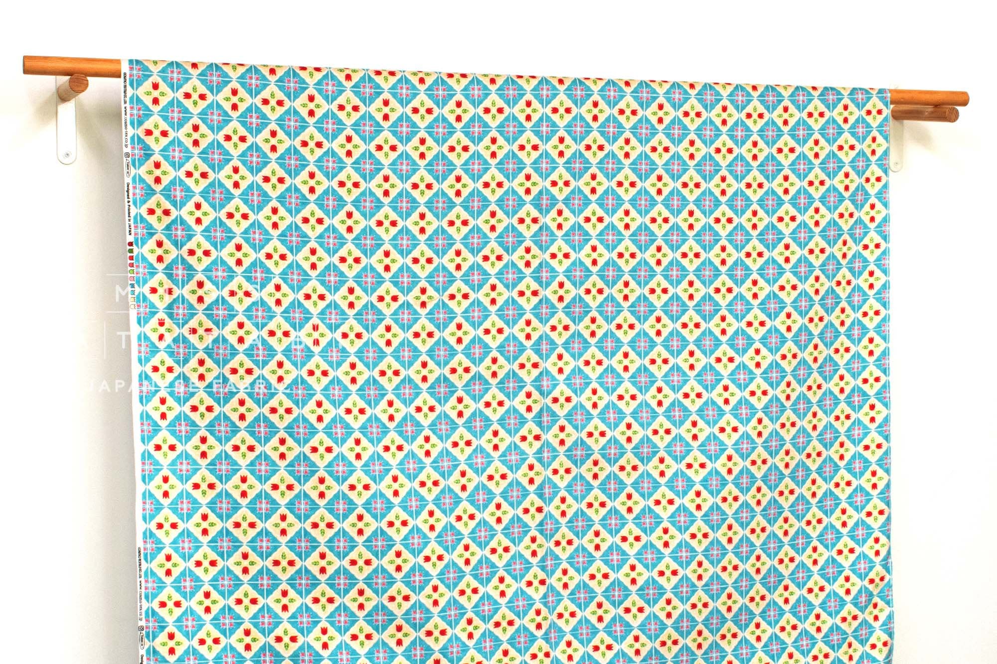 Japanese Fabric Cheery Tiles - blue - 50cm