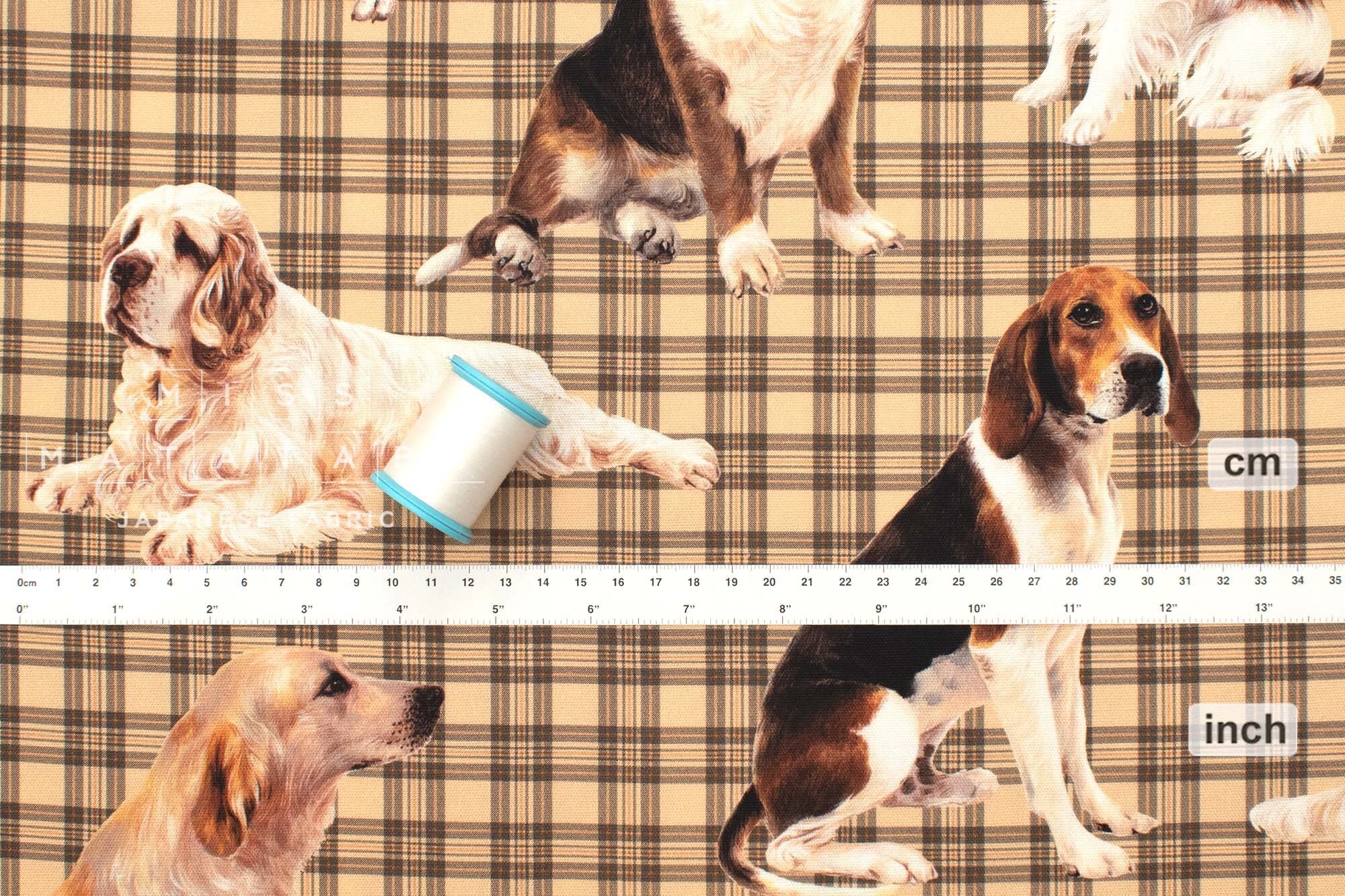 Japanese Fabric Handsome Pup Plaid - 50cm