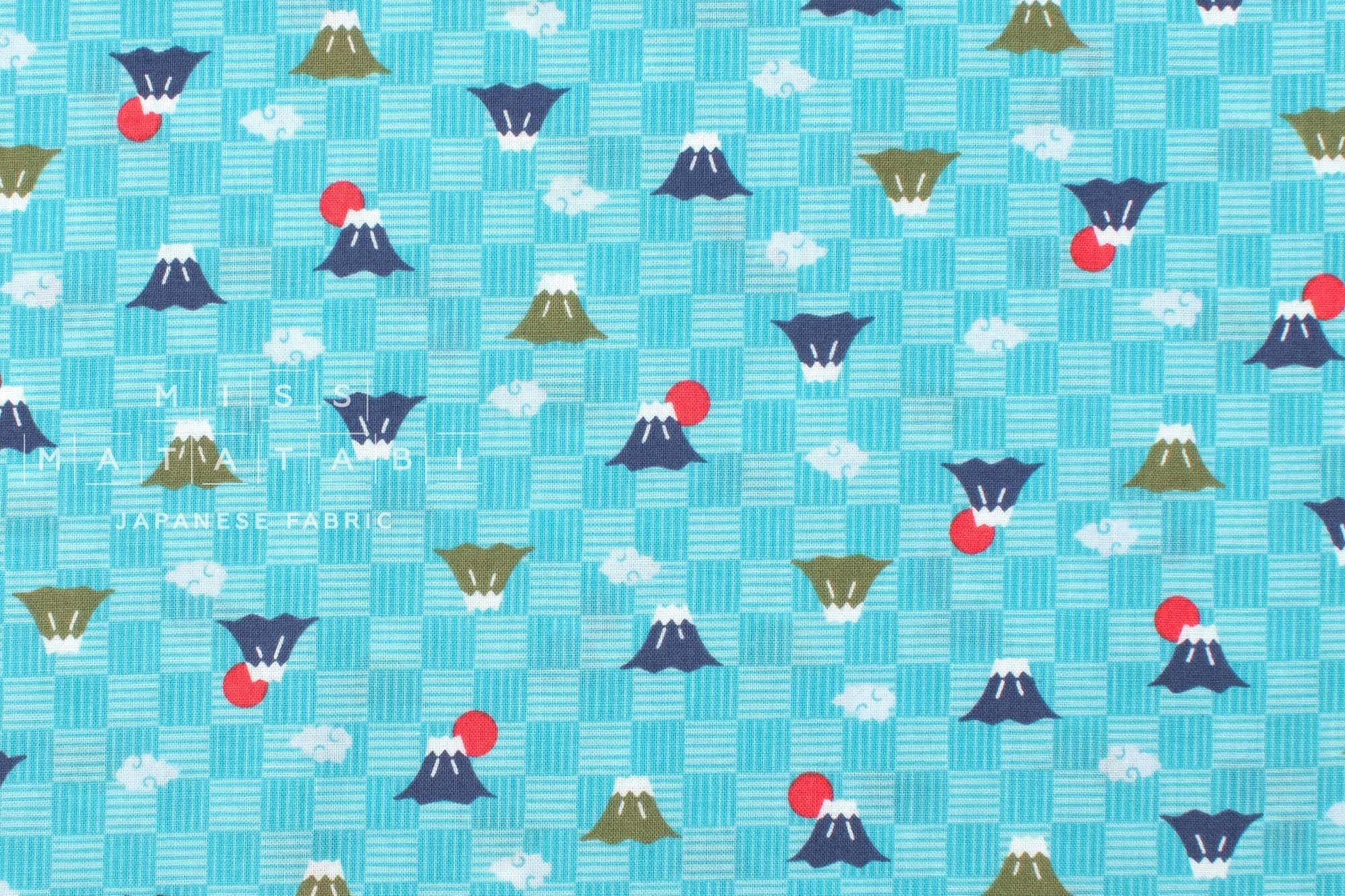 Japanese Fabric Mt Fuji in the Clouds - C - 50cm